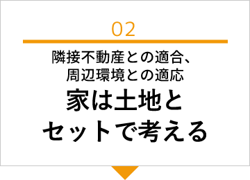 隣接不動産との適合、周辺環境との適応家は土地とセットで考える